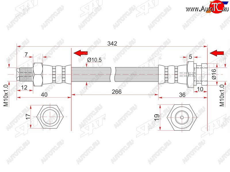 849 р. Шланг тормозной передний (Таиланд) RH SAT Mitsubishi Fuso Canter (2000-2007)  с доставкой в г. Новочеркасск