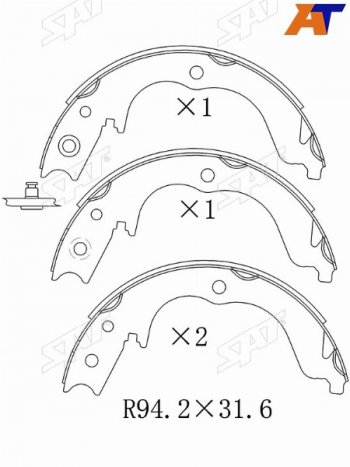 1 839 р. Колодки барабанные задние RH-LH SAT  CITROEN C-crosser (2007-2012), Mitsubishi Outlander ( XL,  CW0W) (2005-2013), Peugeot 4007 (2007-2012)  с доставкой в г. Новочеркасск. Увеличить фотографию 1