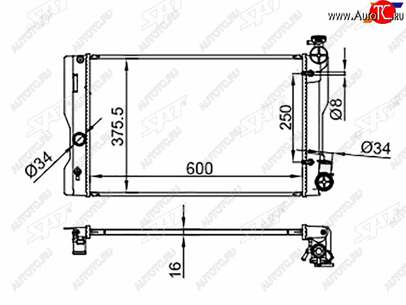 7 799 р. Радиатор SAT  Toyota Corolla  E150 - Wish  XE20 (применимо для Daihatsu Altis 06-10)  с доставкой в г. Новочеркасск