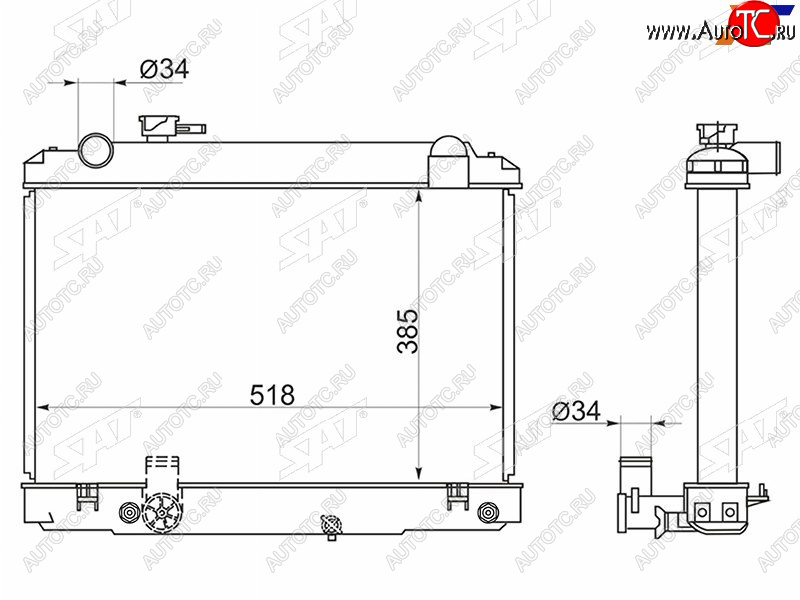 10 949 р. Радиатор SAT Toyota Town Ace 3 (1996-2008) (применимо для Тoyota Dyna 95-99)  с доставкой в г. Новочеркасск