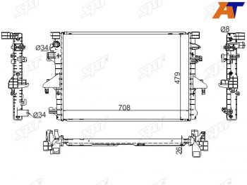 Радиатор охлаждающей жидкости SAT  Volkswagen Multivan T5  дорестайлинг (2003-2009)