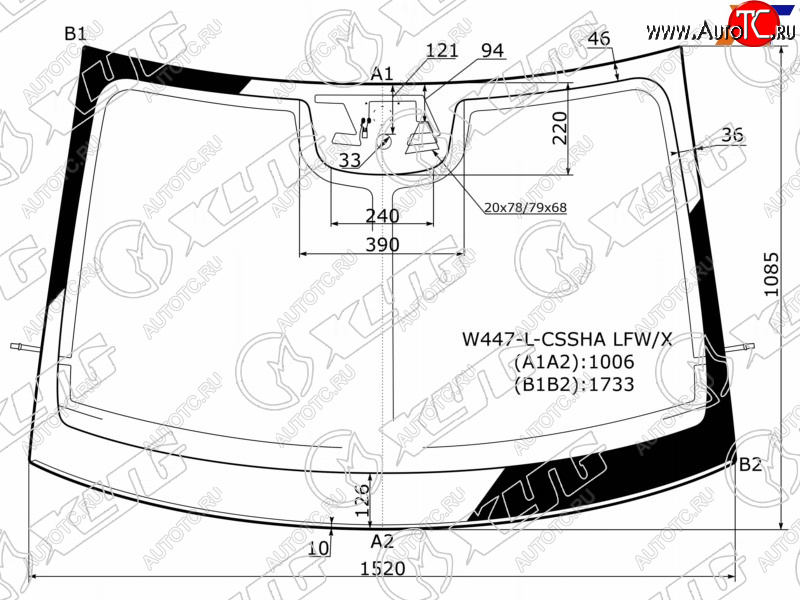 16 499 р. Стекло лобовое (Антенна Камера Датчик дождя Молдинг) XYG Mercedes-Benz Vito W447 дорестайлинг (2015-2020)  с доставкой в г. Новочеркасск