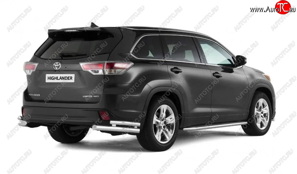 24 999 р. Защита заднего бампера (двойная, уголки d63/51 мм) Toyota Highlander XU50 рестайлинг (2016-2020)  с доставкой в г. Новочеркасск