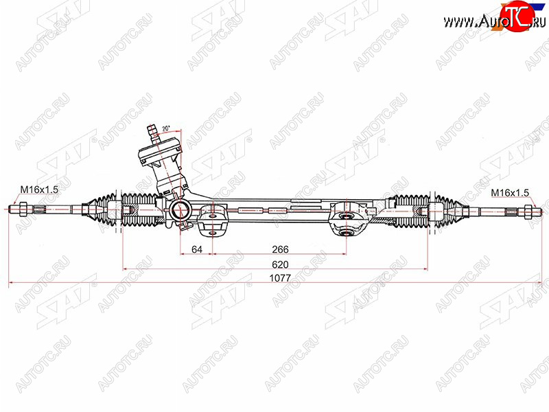 9 299 р. Рейка рулевая SAT Hyundai Elantra AD дорестайлинг (2016-2019)  с доставкой в г. Новочеркасск