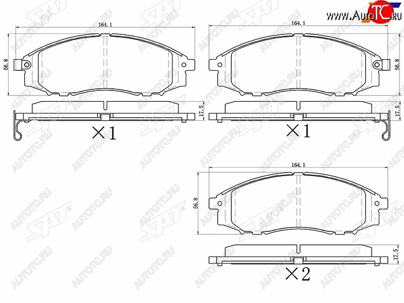 1 279 р. Колодки тормозные перед FR-FL SAT Nissan Navara 2 D40 дорестайлинг (2004-2010)  с доставкой в г. Новочеркасск