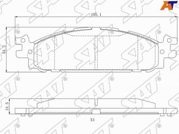 Колодки тормозные передние FL-FR SAT Ford Explorer U502 2-ой рестайлинг, 5 дв. (2017-2019)