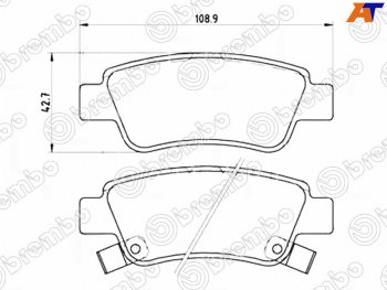 Колодки тормозные задние RH-LH SAT Honda (Хонда) CR-V (СР-В)  RE1,RE2,RE3,RE4,RE5,RE7 (2007-2012) RE1,RE2,RE3,RE4,RE5,RE7 дорестайлинг, рестайлинг