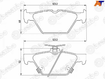 4 399 р. Колодки тормозные задние RH-LH SAT Subaru Legacy BN/B15 дорестайлинг седан (2015-2017)  с доставкой в г. Новочеркасск. Увеличить фотографию 1