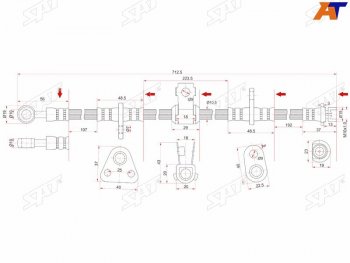 Шланг тормозной перед (Таиланд) RH SAT  Accord  CB, Ascot  CE