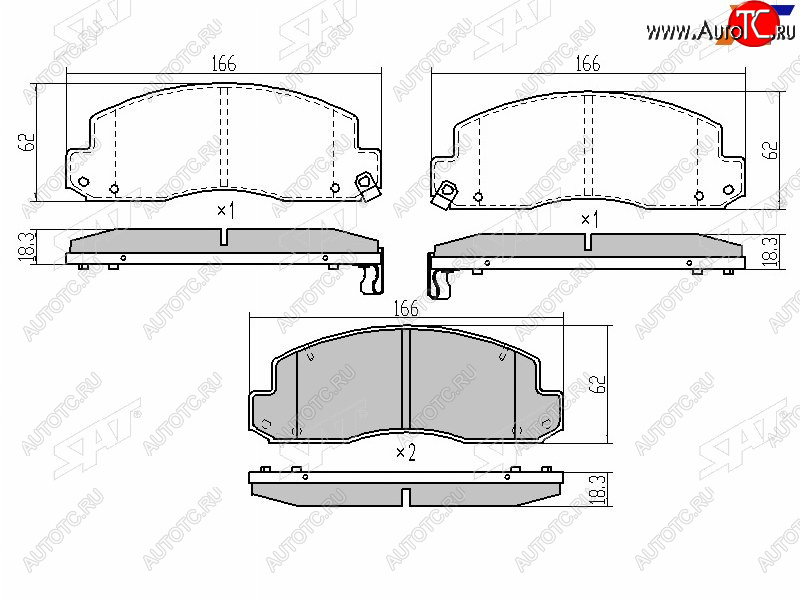 1 499 р. Колодки тормозные перед FL-FR SAT  Toyota Dyna  XZU (2002-2006) бортовой грузовик рестайлинг  с доставкой в г. Новочеркасск