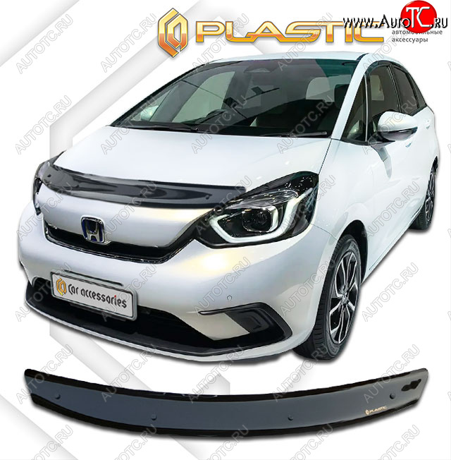 1 839 р. Дефлектор капота CA-Plastic  Honda Fit  4 GR (2019-2022) дорестайлинг (classic черный, без надписи)  с доставкой в г. Новочеркасск