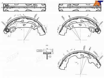 Колодки тормозные барабанные задние RH-LH SAT Suzuki (Сузуки) Swift (Свифт) ( ZC,  ZC11S,ZC21S, ZD11S) (2003-2010), Toyota (Тойота) Aygo (Айго) ( 2) (2005-2024),  Corolla Verso (Королла)  AR10 (2004-2009),  Yaris (Ярис)  XP10 (1999-2005)