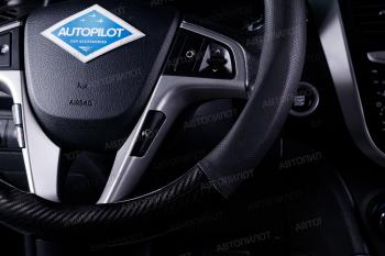 1 239 р. Оплетки из кожи (37-39см, кожзам + карбон) Автопилот BLW-005 Mitsubishi Pajero Mini H51A, H56A (1994-1998) (черный)  с доставкой в г. Новочеркасск. Увеличить фотографию 2