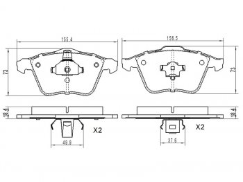 Колодки тормозные передние FL-FR SAT Ford Focus 2 универсал дорестайлинг (2004-2008)