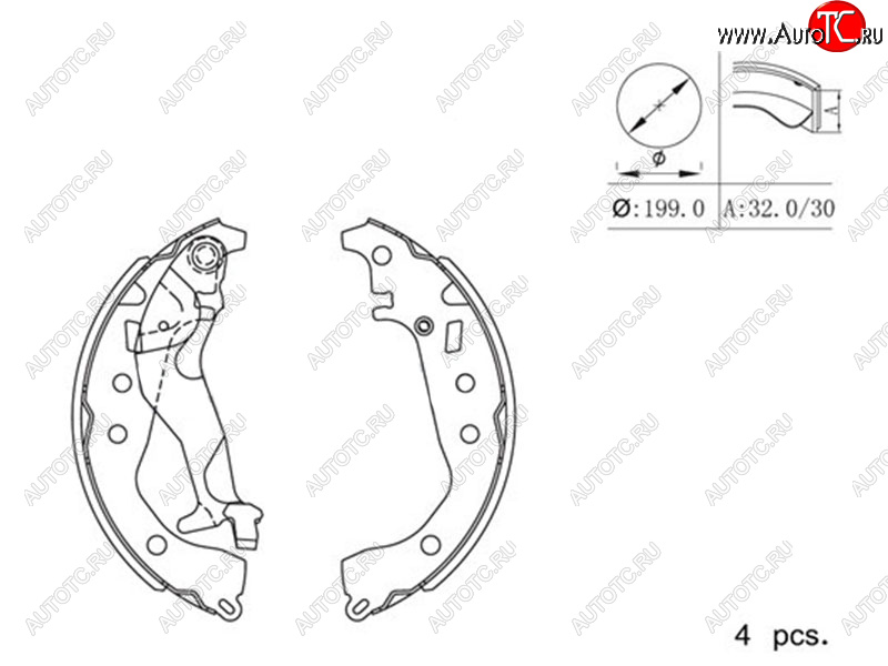 1 239 р. Колодки тормозные барабанные задние RH-LH SAT  Toyota Corolla Axio  (E160) седан - Vitz  XP130  с доставкой в г. Новочеркасск