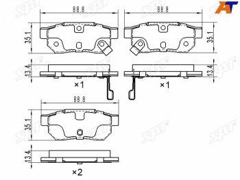 2 399 р. Колодки тормозные задние RH-LH SAT  Honda Fit ( GP,GK,  3,  3 GP,GK,  4 GR) (2013-2022)  дорестайлинг, GP,GK 1-ый рестайлинг, 2-ой рестайлинг, дорестайлинг  с доставкой в г. Новочеркасск. Увеличить фотографию 1