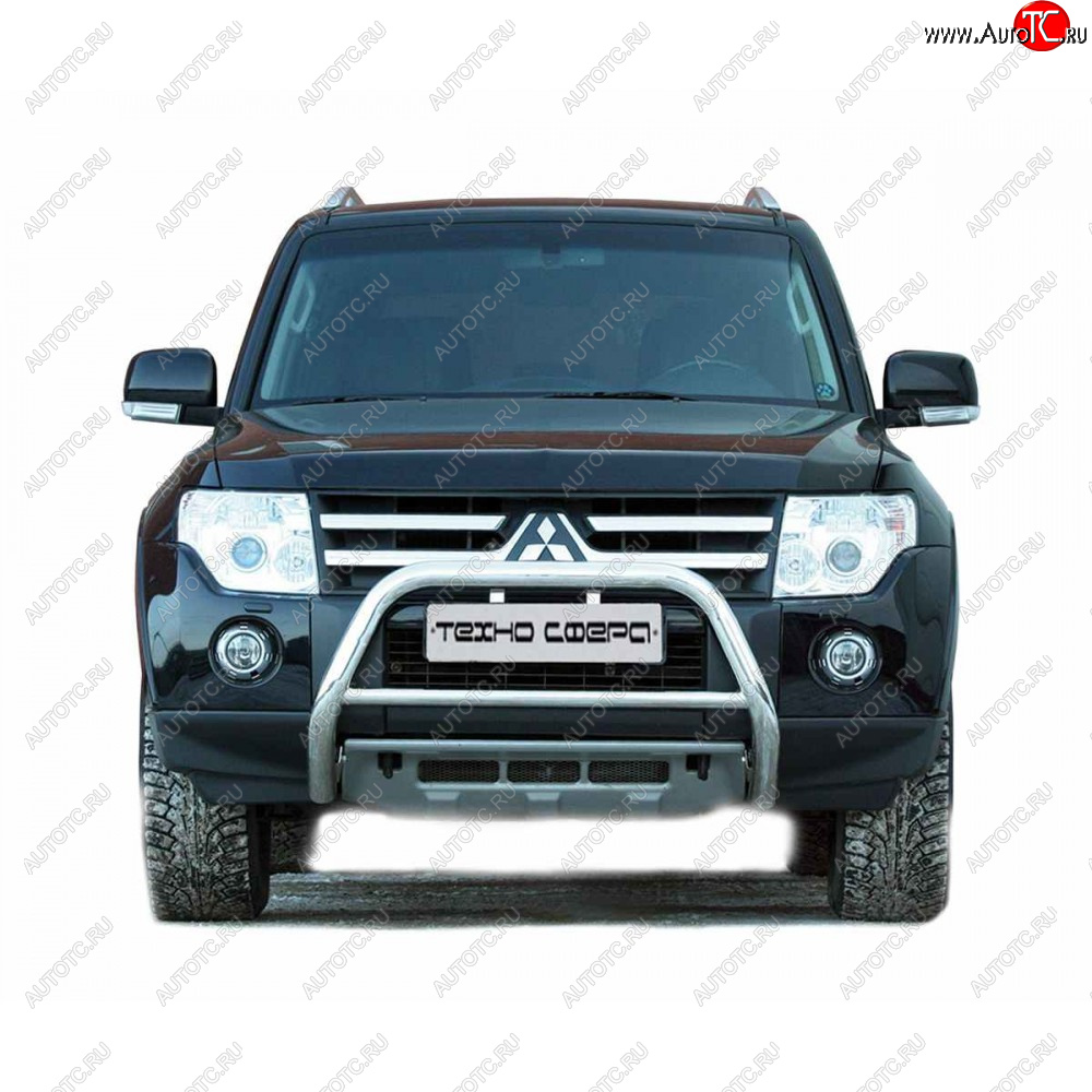 10 599 р. Передок низкий крашенная d63.5, Техно Сфера Mitsubishi Pajero 4 V80 дорестайлинг (2006-2011) (Черный матовый)  с доставкой в г. Новочеркасск