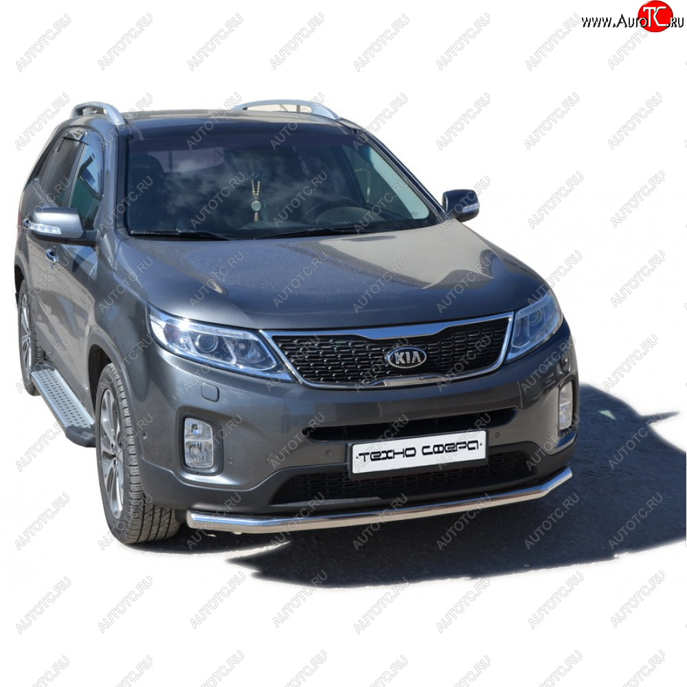 27 799 р. Пороги бумер алюминиевые с резинкой, Техно Сфера KIA Sorento UM/Prime дорестайлинг (2014-2018) (Черный глянец)  с доставкой в г. Новочеркасск