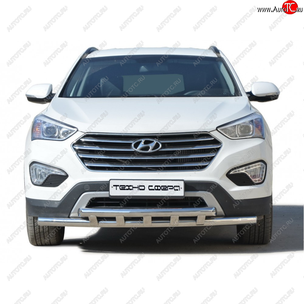 30 999 р. Защита переда труба двойная нержавейка d63.5, Техно Сфера  Hyundai Grand Santa Fe  1 DM (2013-2018) дорестайлинг, рестайлинг  с доставкой в г. Новочеркасск