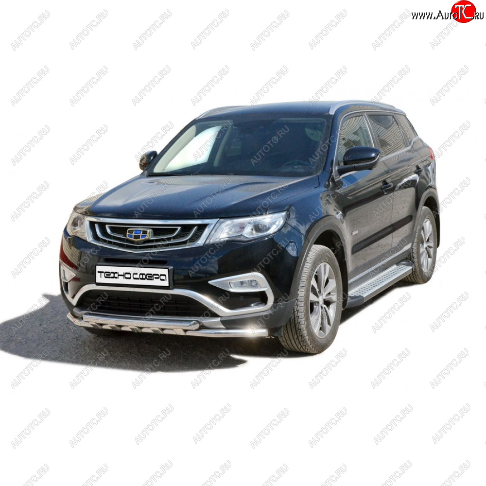 24 999 р. Защита передатруба двойная нержавейка d51, Техно Сфера  Geely Atlas  NL3 (2016-2022) (Нержавейка)  с доставкой в г. Новочеркасск