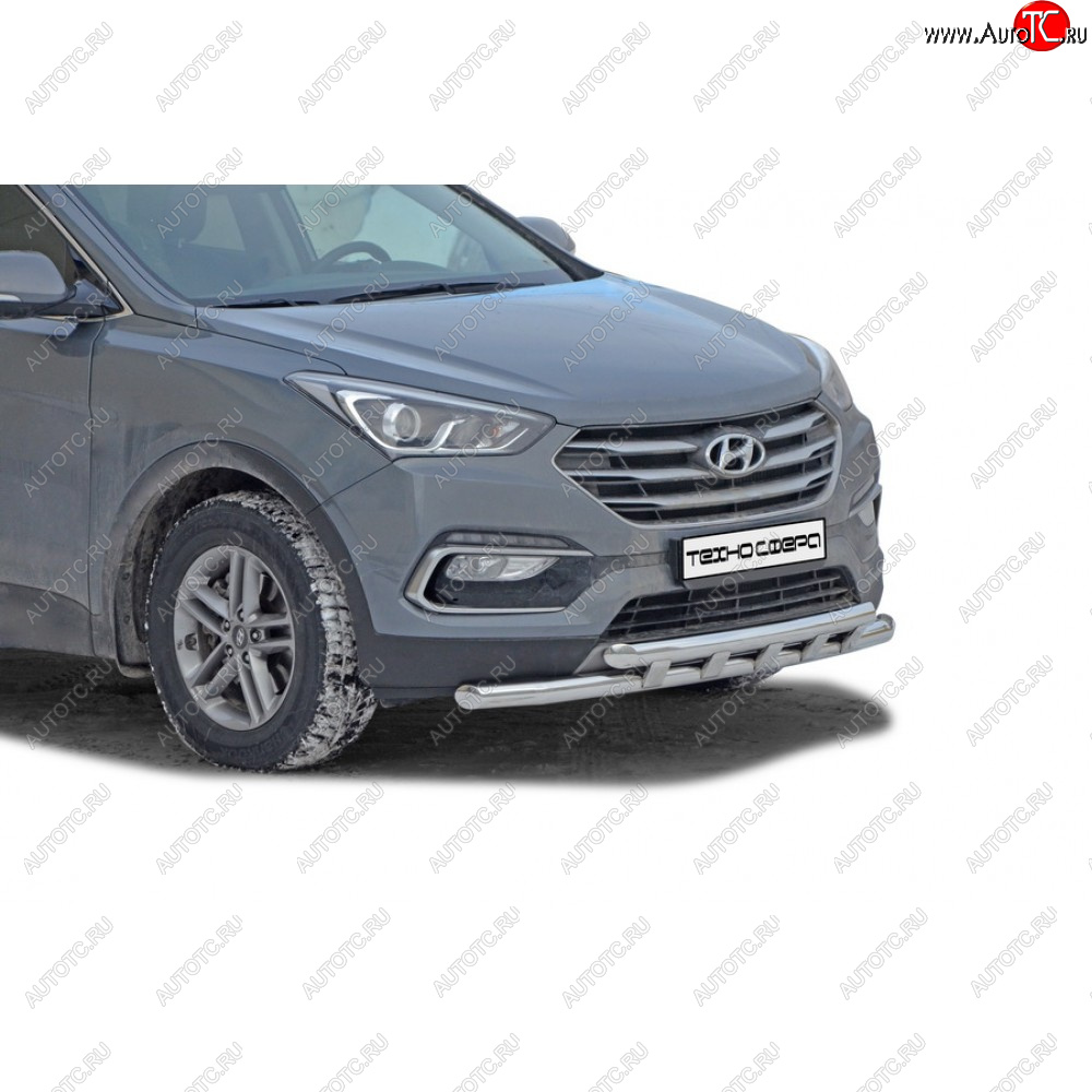 26 999 р. Защита переда труба двойная нержавейка d63,5, Техно Сфера  Hyundai Santa Fe  DM (2015-2019) рестайлинг (Нержавейка)  с доставкой в г. Новочеркасск