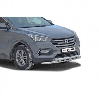 9 899 р. Защита переда труба двойная крашенная d63,5, Техно Сфера  Hyundai Santa Fe  DM (2015-2019) рестайлинг (Черный глянец)  с доставкой в г. Новочеркасск. Увеличить фотографию 1