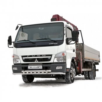 12 699 р. Защита переднего бампера (Труба двойная) Техно Сфера  Mitsubishi Fuso Canter (2000-2025) (белая)  с доставкой в г. Новочеркасск. Увеличить фотографию 1