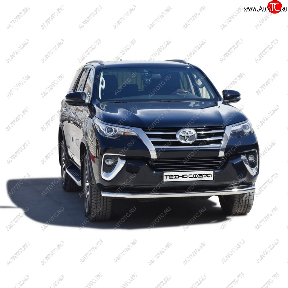 28 999 р. Защита переда труба нержавейка d63.5, Техно сфера  Toyota Fortuner ( AN50/AN60,  AN160) (2004-2025) дорестайлинг, 1-ый рестайлинг, 2-ой рестайлинг, дорестайлинг, рестайлинг (Нержавейка)  с доставкой в г. Новочеркасск