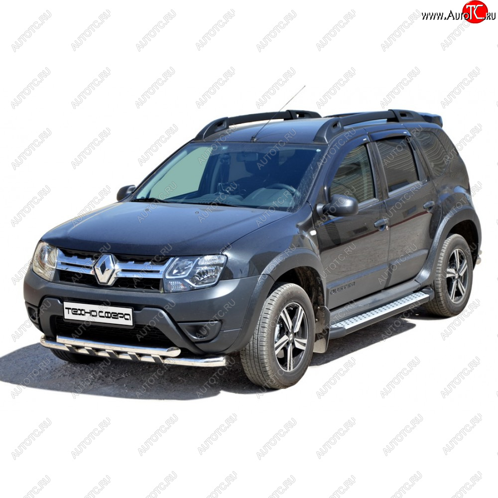 24 999 р. Защита переда труба двойна нержавейка d63.5, Техно Сфера  Renault Duster ( HS,  HM) (2010-2024) дорестайлинг, рестайлинг, рестайлинг (Нержавейка)  с доставкой в г. Новочеркасск