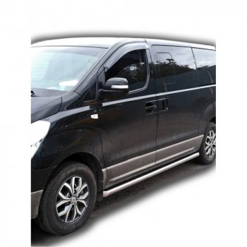 9 899 р. Защита порогов труба крашенная d63,5, Техно Сфера Hyundai Starex/Grand Starex/H1 TQ 2-ой рестайлинг (2017-2022) (Черный матовый)  с доставкой в г. Новочеркасск. Увеличить фотографию 1