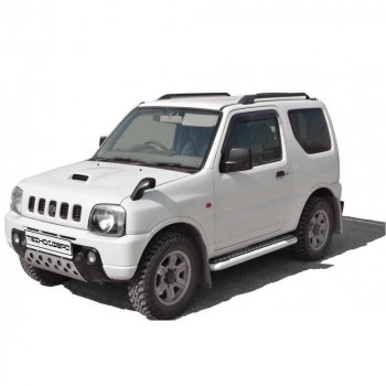 7 999 р. Защита порогов с алюминиевым листом крашенная d63.5, Техно Сфера Suzuki Jimny JB23/JB43 2-ой рестайлинг (2012-2018) (Черный матовый)  с доставкой в г. Новочеркасск. Увеличить фотографию 1