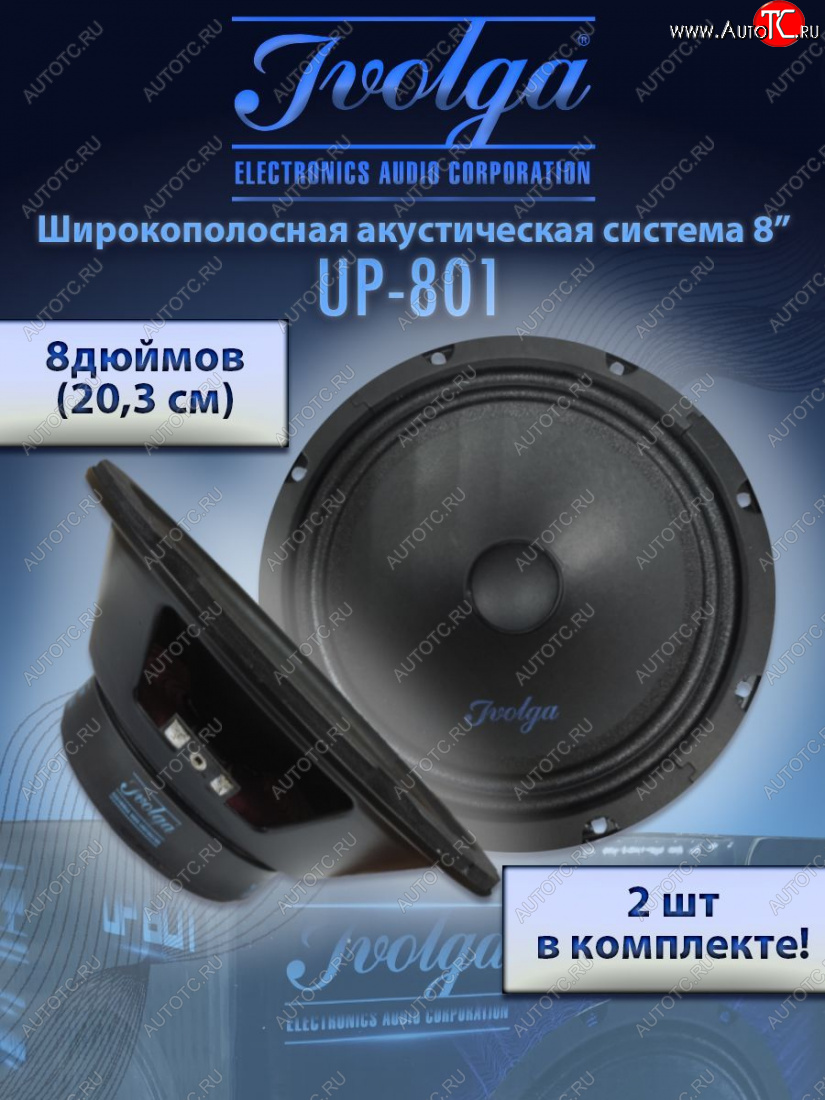 2 999 р. Широкополосные колонки (20,3 см/8) Ivolga UP-801 Toyota Blade хэтчбек (2006-2012)  с доставкой в г. Новочеркасск