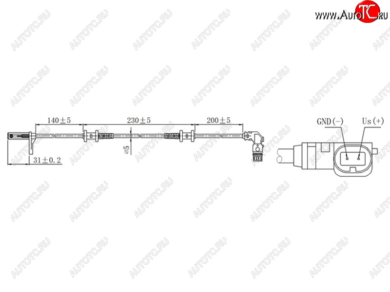 1 249 р. Датчик ABS передний RH-LH SAT Mercedes-Benz C-Class CL203 дорестайлинг купе (2001-2004)  с доставкой в г. Новочеркасск