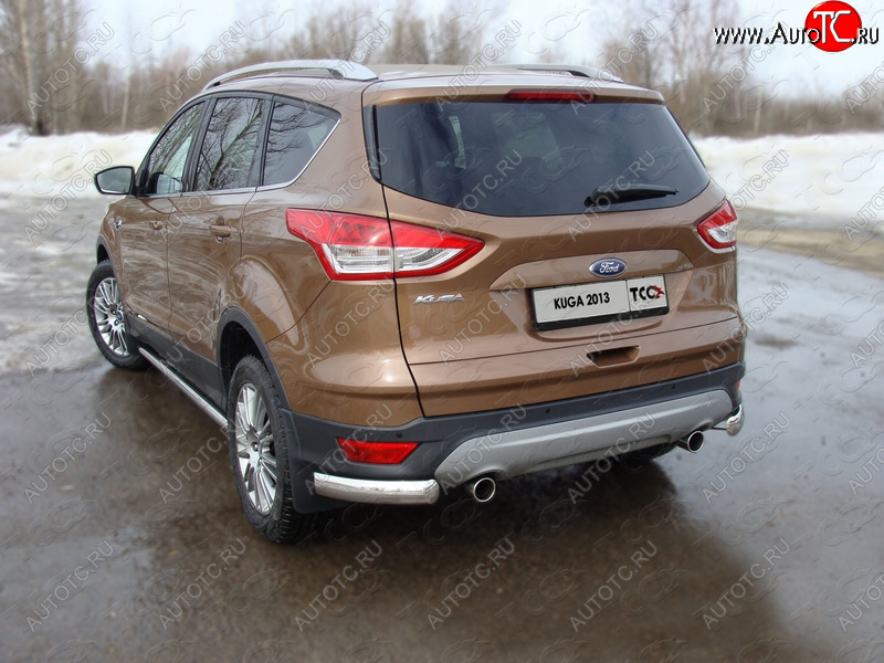 12 999 р. Защита задняя уголки овальные 75х42 мм, ТСС Тюнинг Ford Kuga 2 дорестайлинг (2013-2016)  с доставкой в г. Новочеркасск