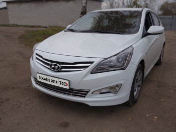 Декоративная вставка решетки радиатора ТСС Тюнинг Hyundai Solaris RBr хэтчбэк рестайлинг (2014-2017) ()