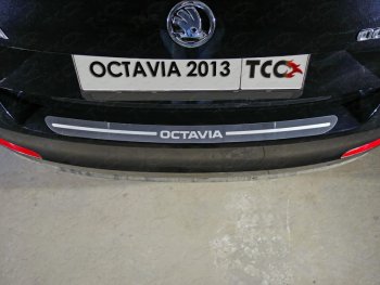 2 799 р. Накладка на задний бампер ТСС Тюнинг Skoda Octavia A7 дорестайлинг лифтбэк (2012-2017) (лист шлифованный надпись Octavia)  с доставкой в г. Новочеркасск. Увеличить фотографию 1