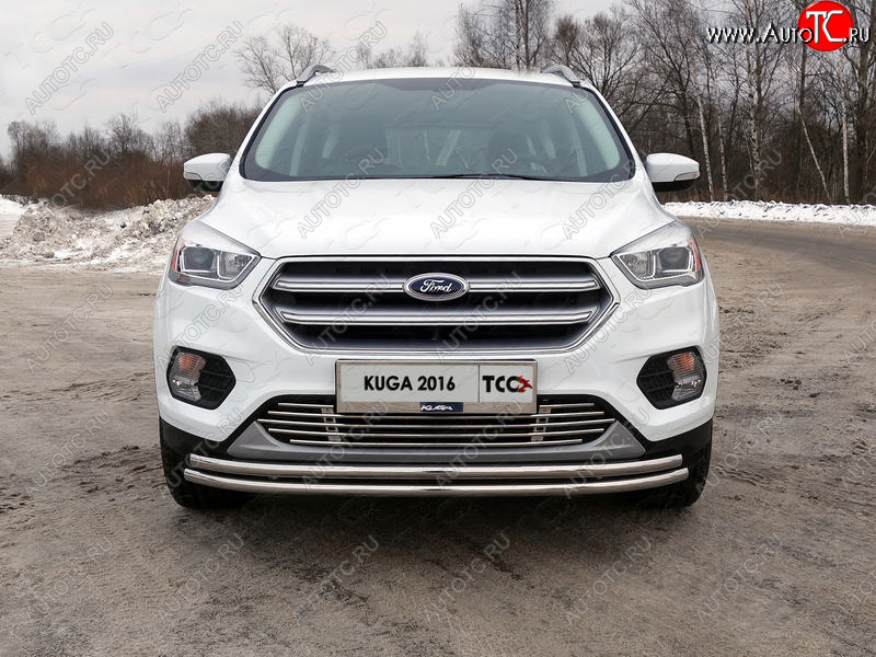 6 449 р. Рамка гос. номера ТСС Тюнинг Ford Kuga 2 рестайлинг (2016-2019) (нержавейка)  с доставкой в г. Новочеркасск