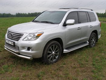 14 449 р. Защита порогов алюминий 42,4 мм, ТСС Тюнинг  Lexus LX570  J200 (2007-2012) дорестайлинг  с доставкой в г. Новочеркасск. Увеличить фотографию 1