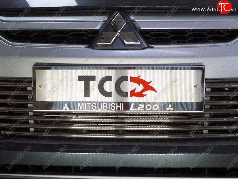 5 299 р. Рамка гос. номера ТСС Тюнинг Mitsubishi L200 5 KK,KL рестайлинг (2018-2022) (нержавейка)  с доставкой в г. Новочеркасск