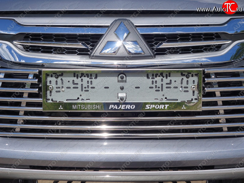 6 249 р. Рамка гос. номера ТСС Тюнинг Mitsubishi Pajero Sport QE дорестайлинг (2015-2021) (нержавейка)  с доставкой в г. Новочеркасск