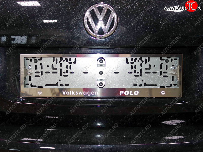 6 449 р. Рамка гос. номера ТСС Тюнинг Volkswagen Polo 5 седан рестайлинг (2015-2020) (нержавейка)  с доставкой в г. Новочеркасск