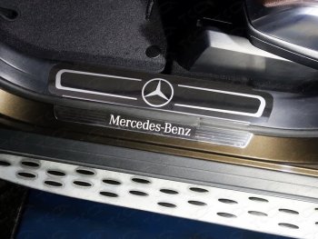 1 000 000 р. Накладки на пластиковые пороги ТСС Тюнинг Mercedes-Benz ML class W166 (2011-2015) (лист зеркальный логотип Mercedes)  с доставкой в г. Новочеркасск. Увеличить фотографию 1