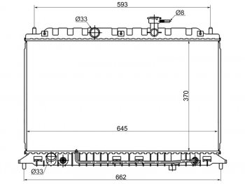 Радиатор охлаждающей жидкости SAT  KIA (КИА) Rio (Рио)  2 JB (2005-2011) 2 JB дорестайлинг седан, дорестайлинг, хэтчбэк 5 дв., рестайлинг седан, рестайлинг, хэтчбэк 5 дв.