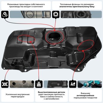 17 599 р. Топливный бак СТАЛЬ (антикоррозия)  KIA Rio  2 JB (2005-2009) дорестайлинг седан, дорестайлинг, хэтчбэк 5 дв.  с доставкой в г. Новочеркасск. Увеличить фотографию 18