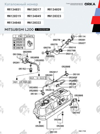 42 699 р. Топливный бак 75 литров (стагер)ORKA Mitsubishi L200 3 K6T-K7T дорестайлинг (1996-2005) ( из алюминия под штатную защиту)  с доставкой в г. Новочеркасск. Увеличить фотографию 5