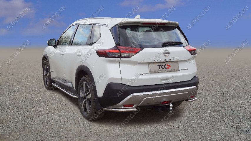 15 399 р. Защита заднего бампера (уголки) d 42,4 мм ТСС Тюнинг  Nissan X-trail  4 T33 (2021-2024) дорестайлинг (нержавейка)  с доставкой в г. Новочеркасск