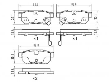 Колодки тормозные задние RH-LH SAT Honda Fit GP,GK  дорестайлинг (2013-2015)