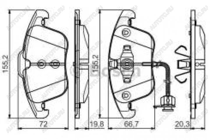 4 199 р. Колодки тормозные передние (4шт.) BOSCH Audi A4 B8 дорестайлинг, седан (2007-2011)  с доставкой в г. Новочеркасск