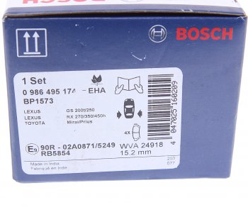 2 599 р. Колодки тормозные задние (4шт.) BOSCH Toyota Highlander XU50 дорестайлинг (2013-2017)  с доставкой в г. Новочеркасск. Увеличить фотографию 4