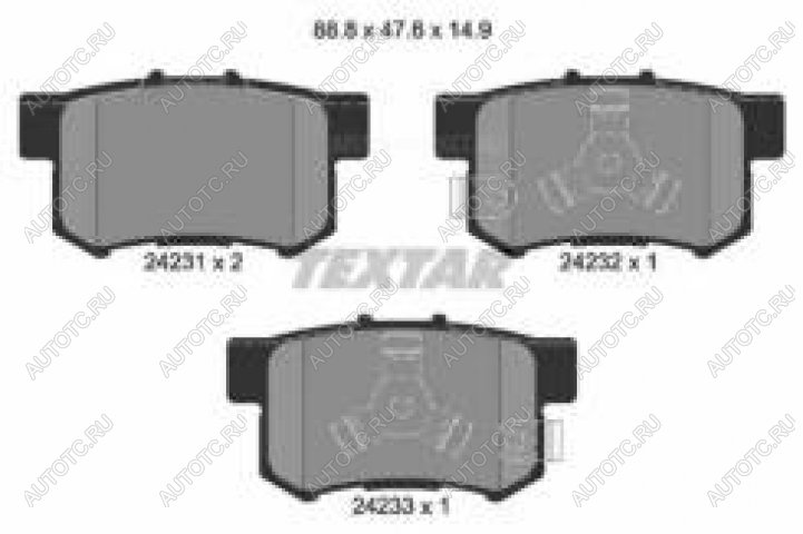 3 099 р. Колодки тормозные задние (4шт.) TEXTAR Honda CR-V RD4,RD5,RD6,RD7,RD9  дорестайлинг (2001-2004)  с доставкой в г. Новочеркасск